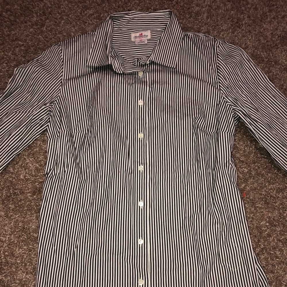 Black & white striped button up shirt.